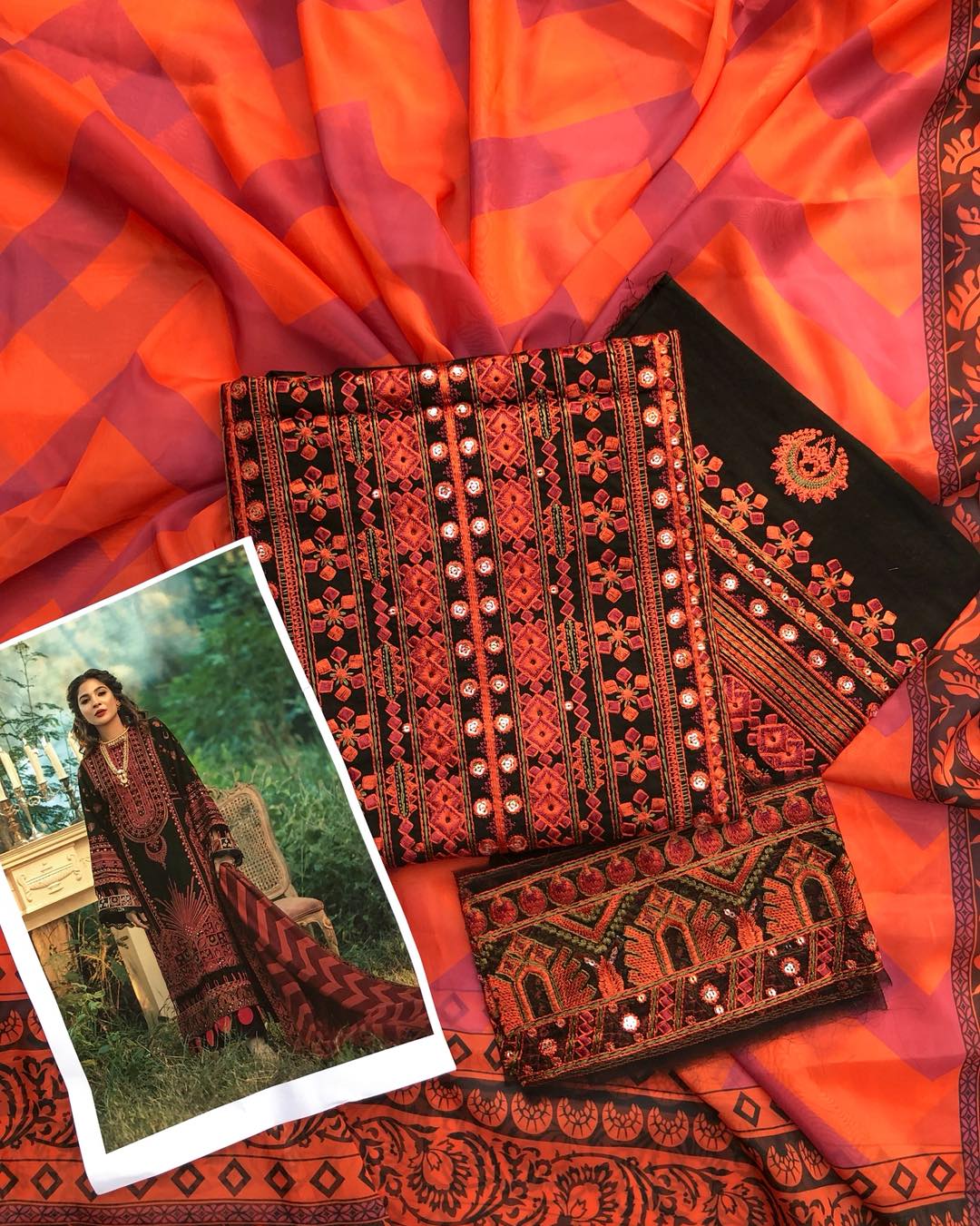Maryam Hussain Luxury Lawn Collection " Black Multi"