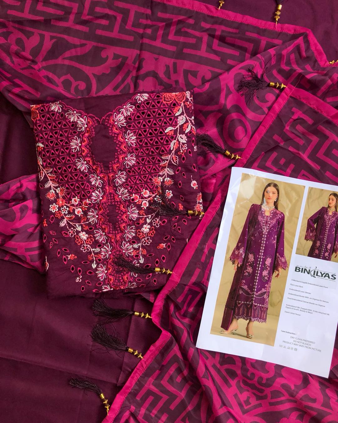 Bin Ilyas Luxury Lawn Collection "Purple Marjenda"