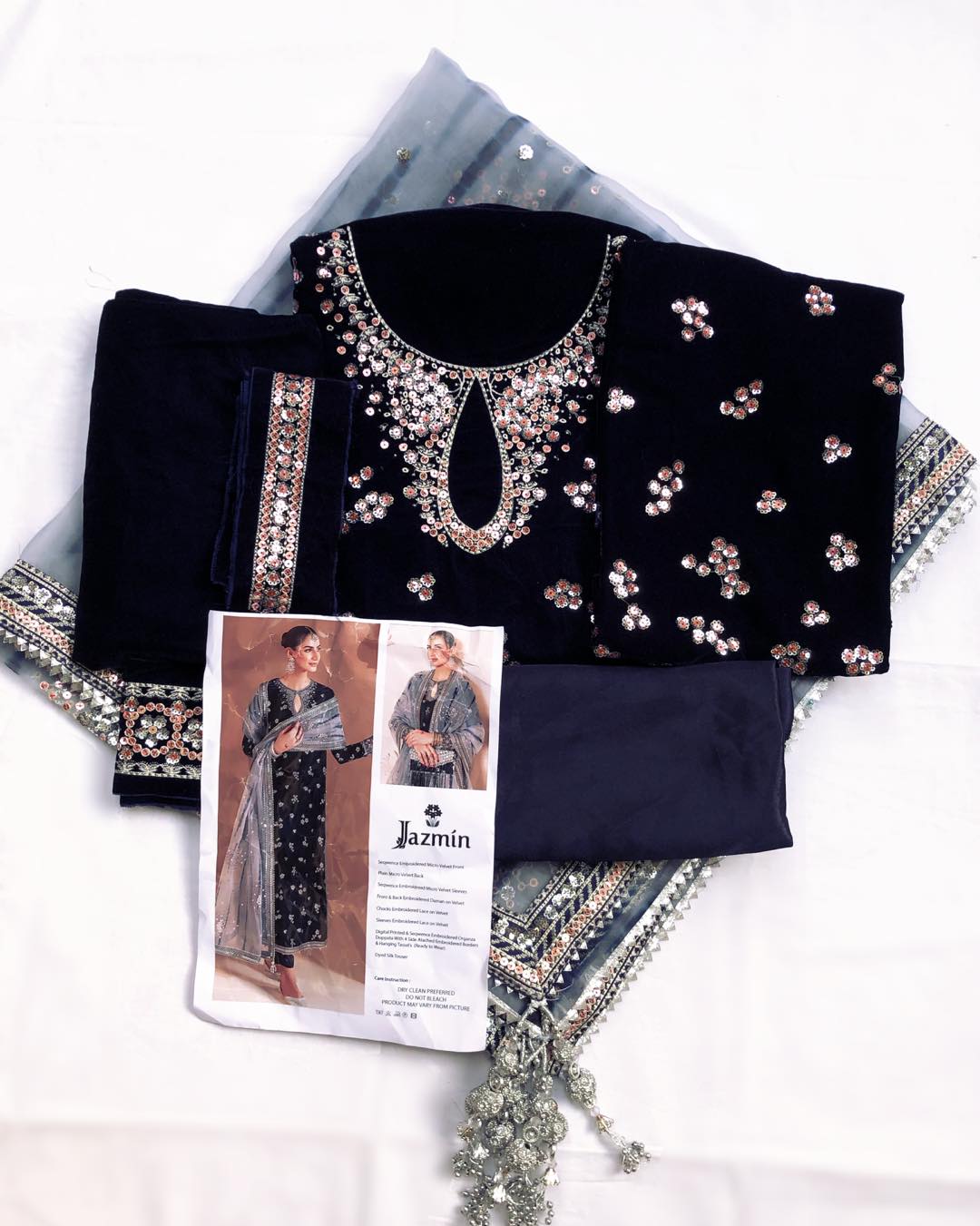 Jazmin Chandni Embroidered Velvet Collection D-03