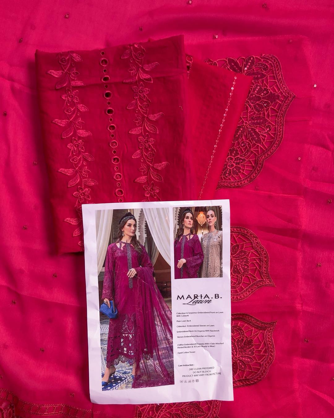 Maria B Luxury Lawn Collection Shocking Pink"