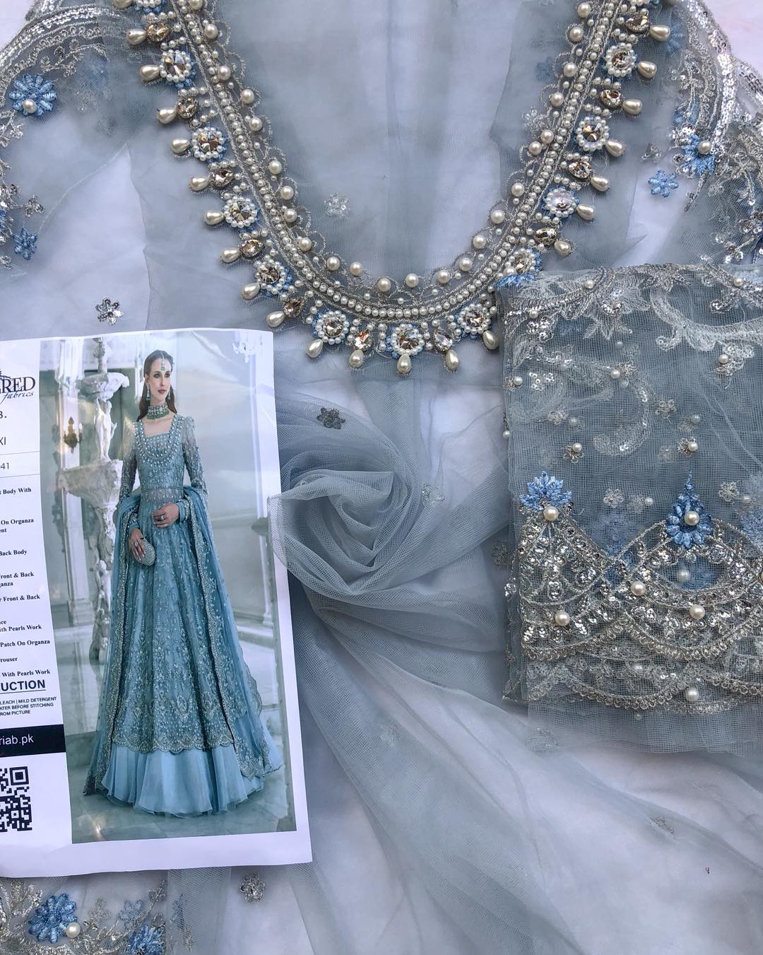 Maria B – Couture Ice Blue Maxi