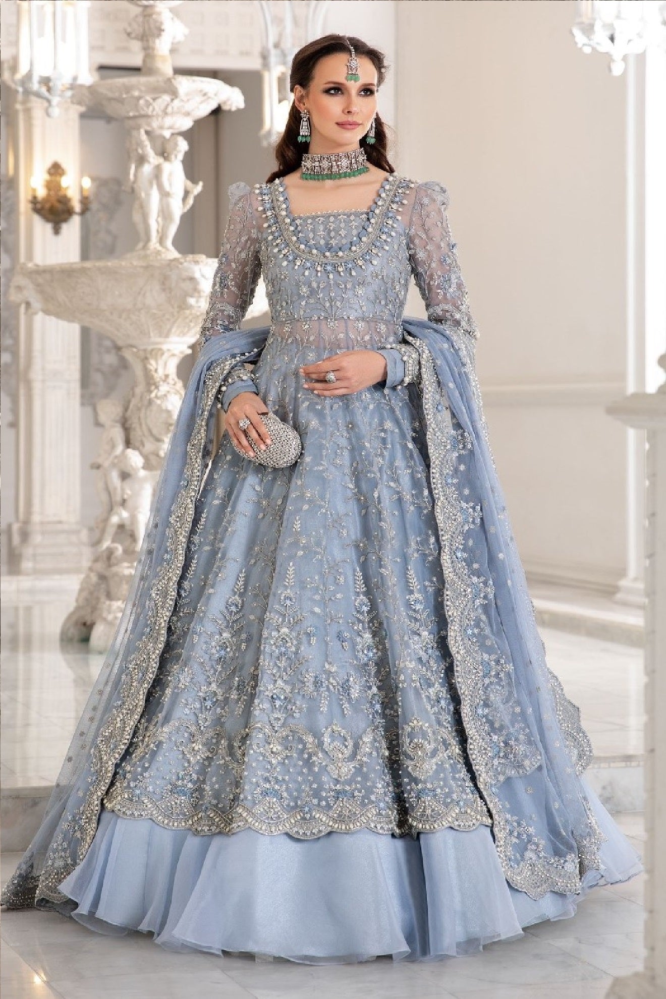 Maria B – Couture Ice Blue Maxi