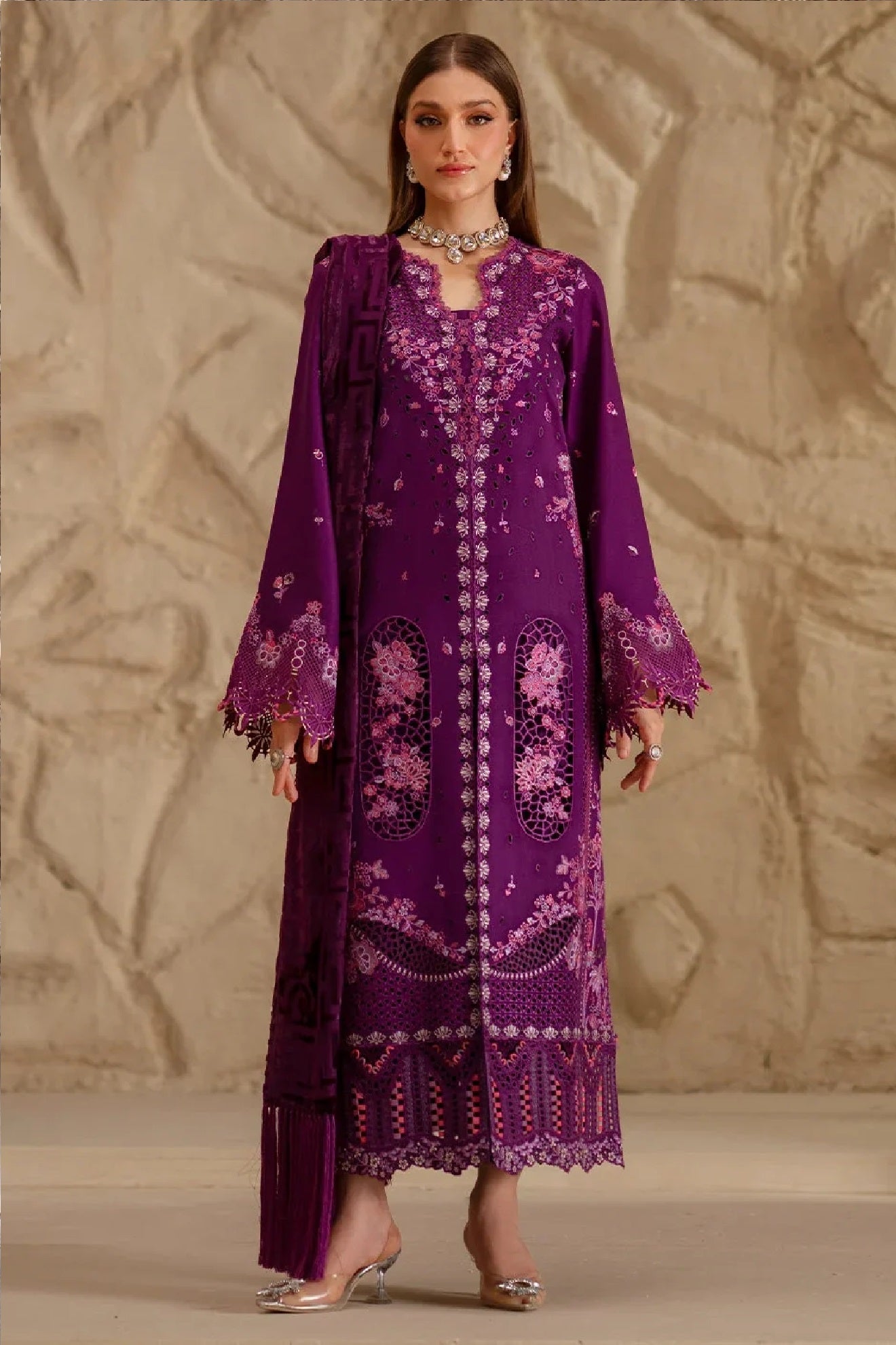Bin Ilyas Luxury Lawn Collection "Purple Marjenda"