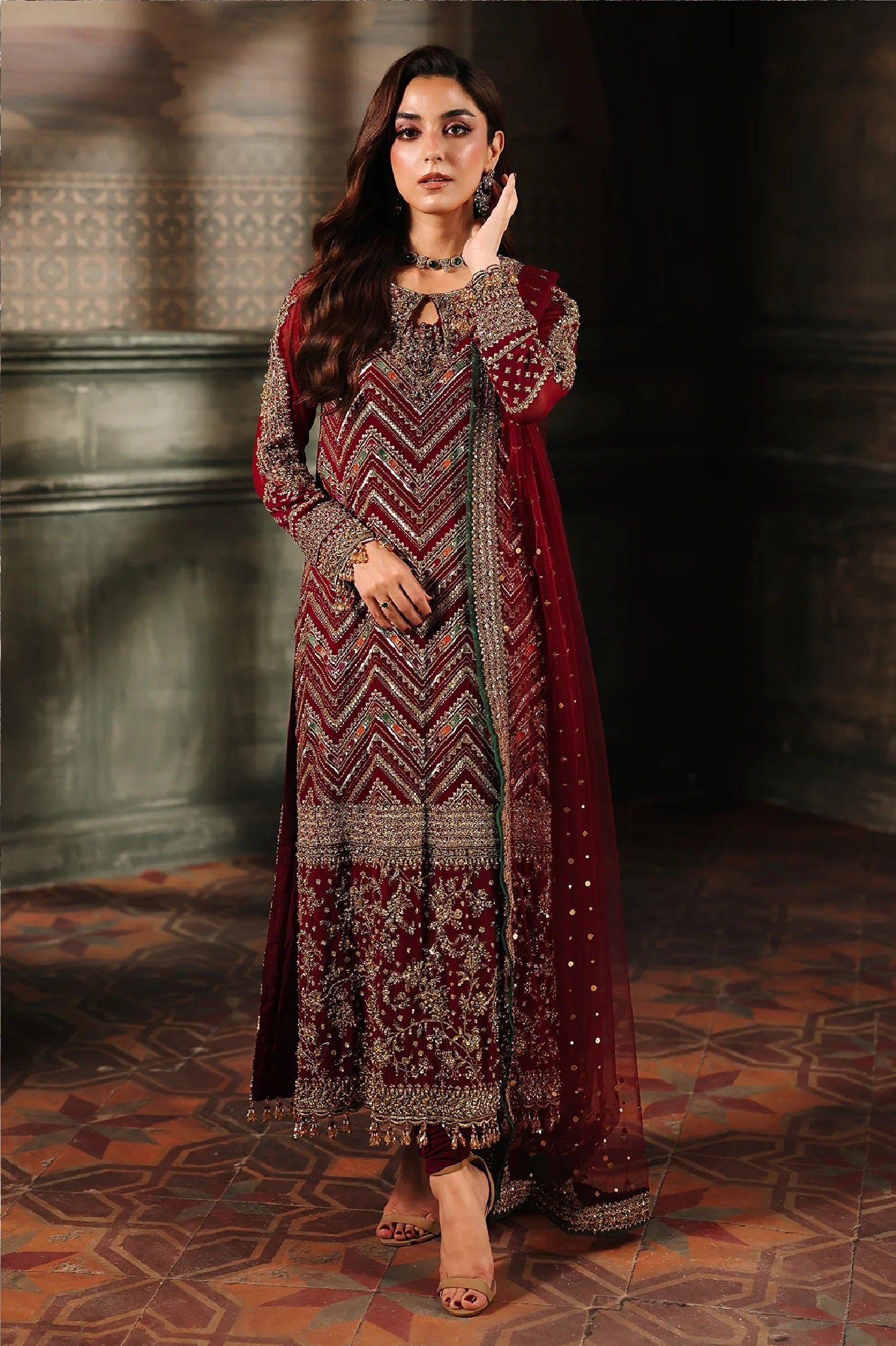 Charizma 𝐃𝐚𝐚𝐬𝐭𝐚𝐧-𝐞-𝐉𝐚𝐬𝐡𝐚𝐧 - Luxury Chiffon Red