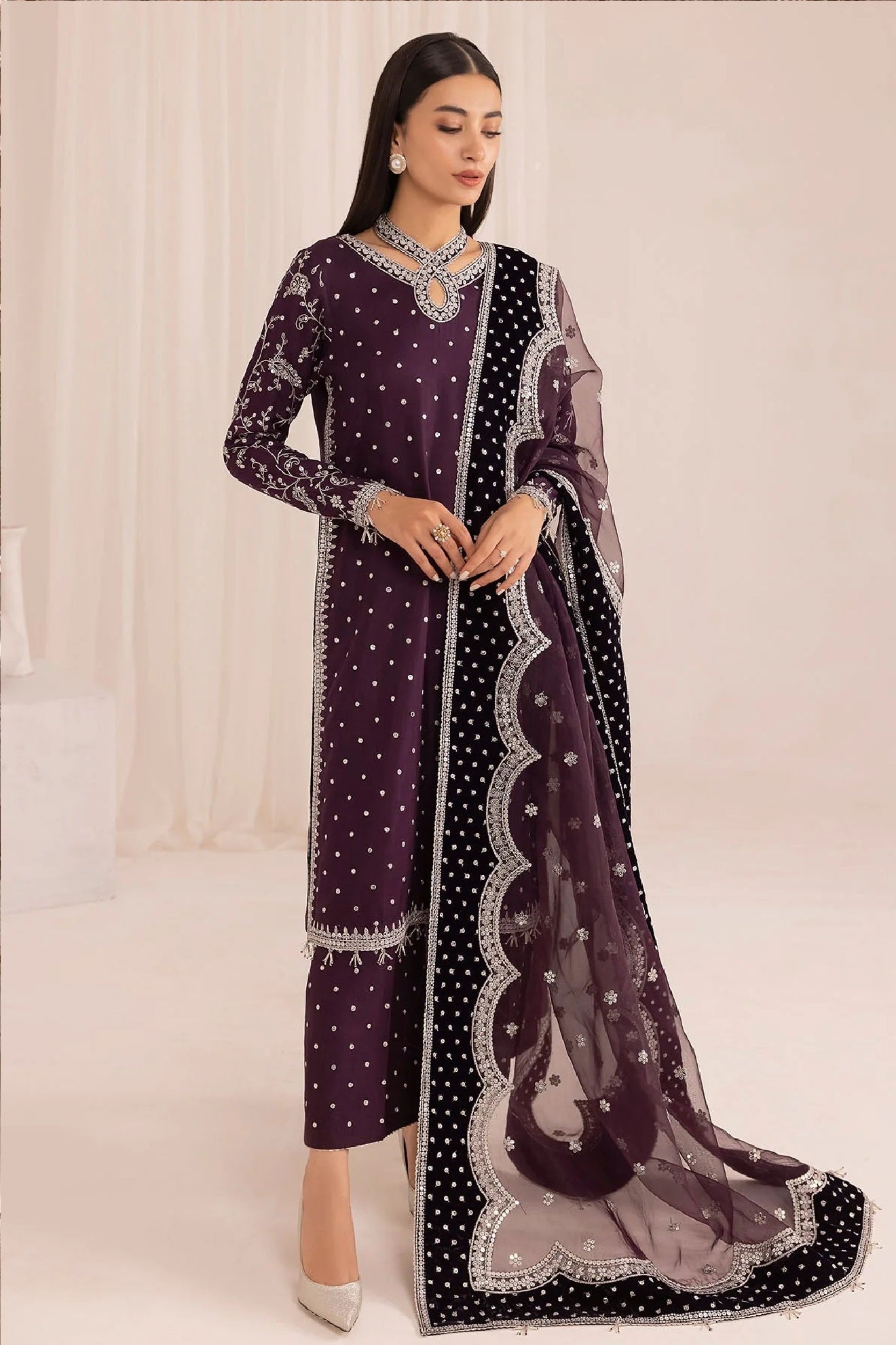 JAZMIN EMBROIDERED RAW SILK FORMALS "Purple"