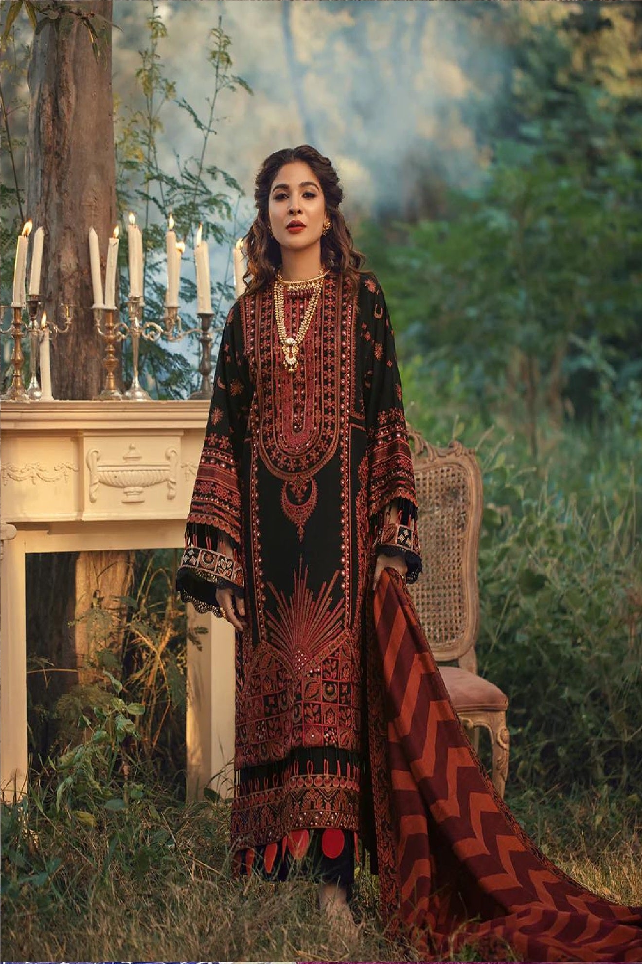 Maryam Hussain Luxury Lawn Collection " Black Multi"