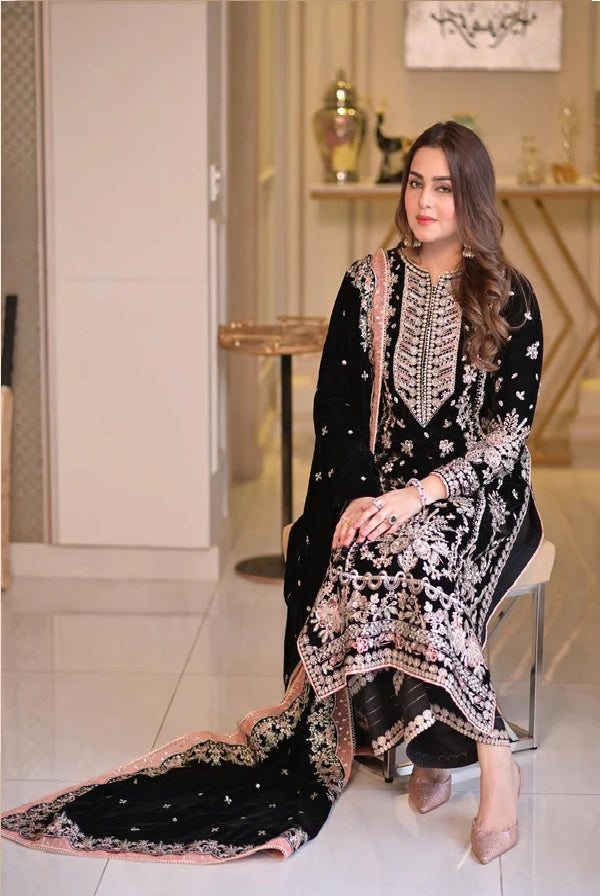 Aneelas Luxury Velvet Collection "Black Silver"