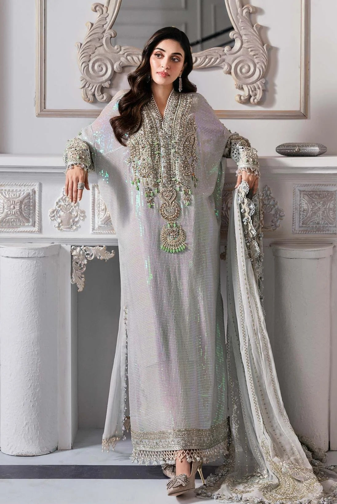 Maria.B Luxury Chiffon Embroidered Mint Green