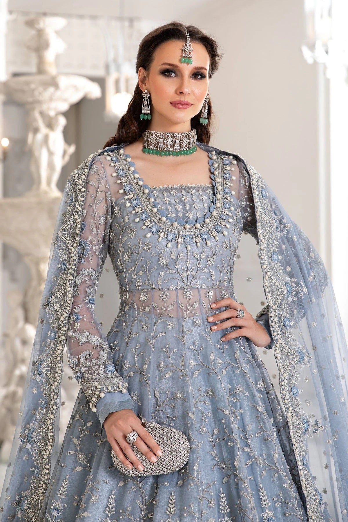 Maria B – Couture Ice Blue Maxi