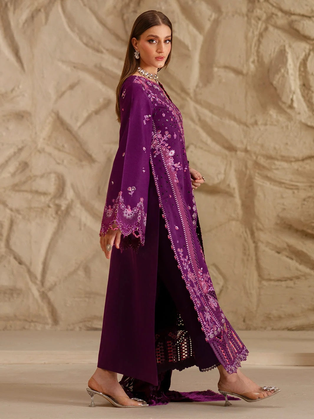 Bin Ilyas Luxury Lawn Collection "Purple Marjenda"