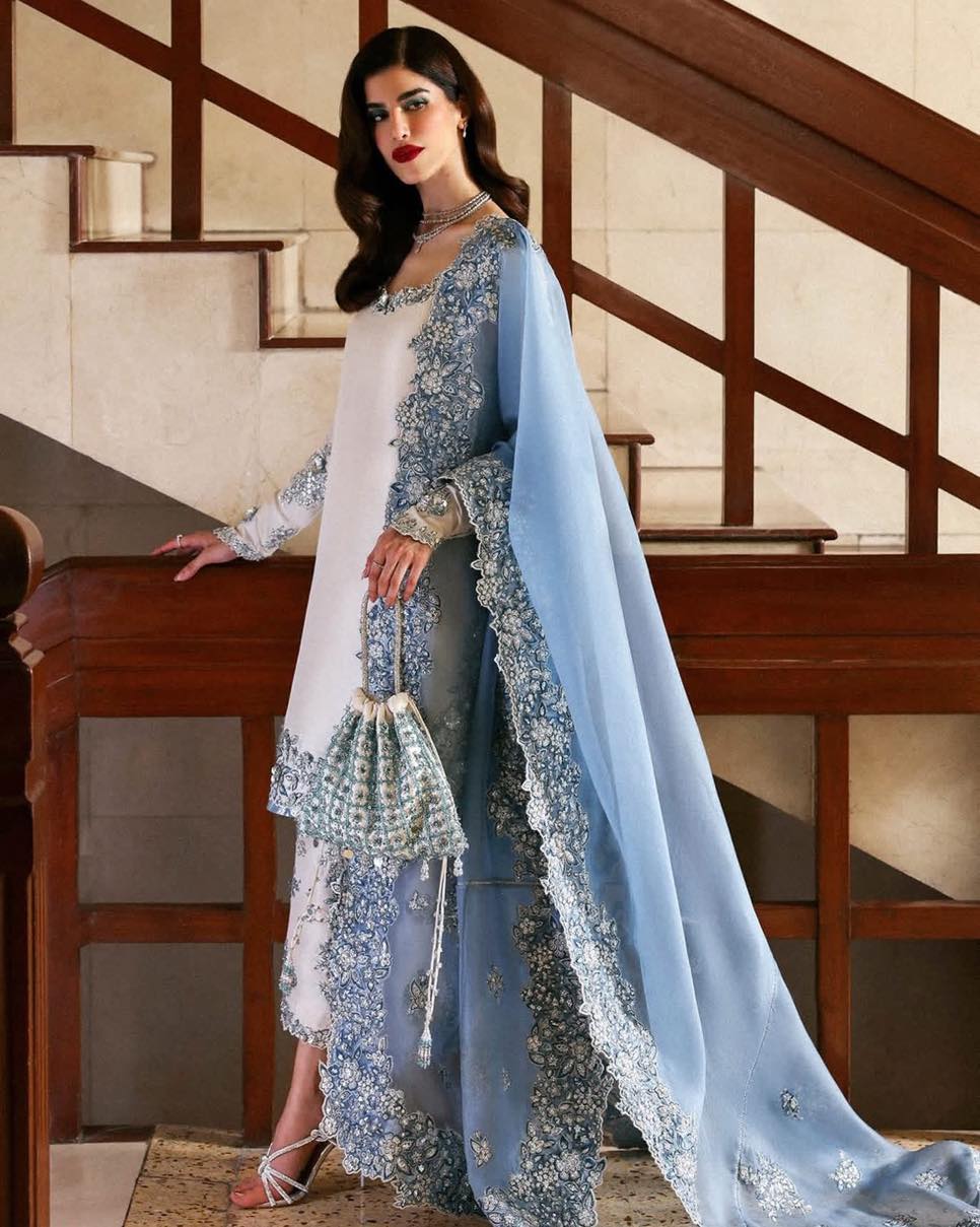 Hussain Rehar Luxury Sheesha Silk Embroidered Virelle