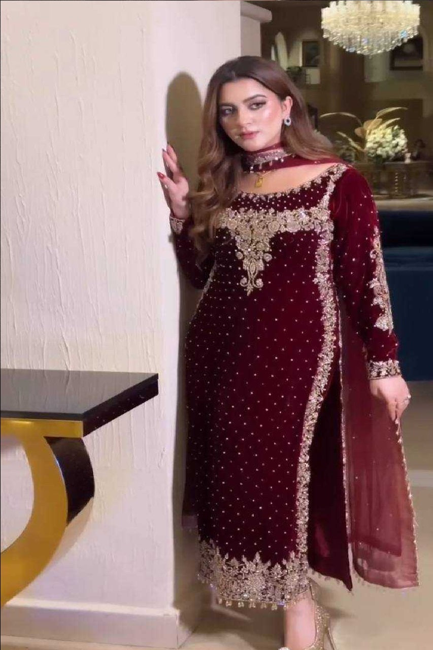 Aneelas Luxury Velvet Collection "Red Gold"