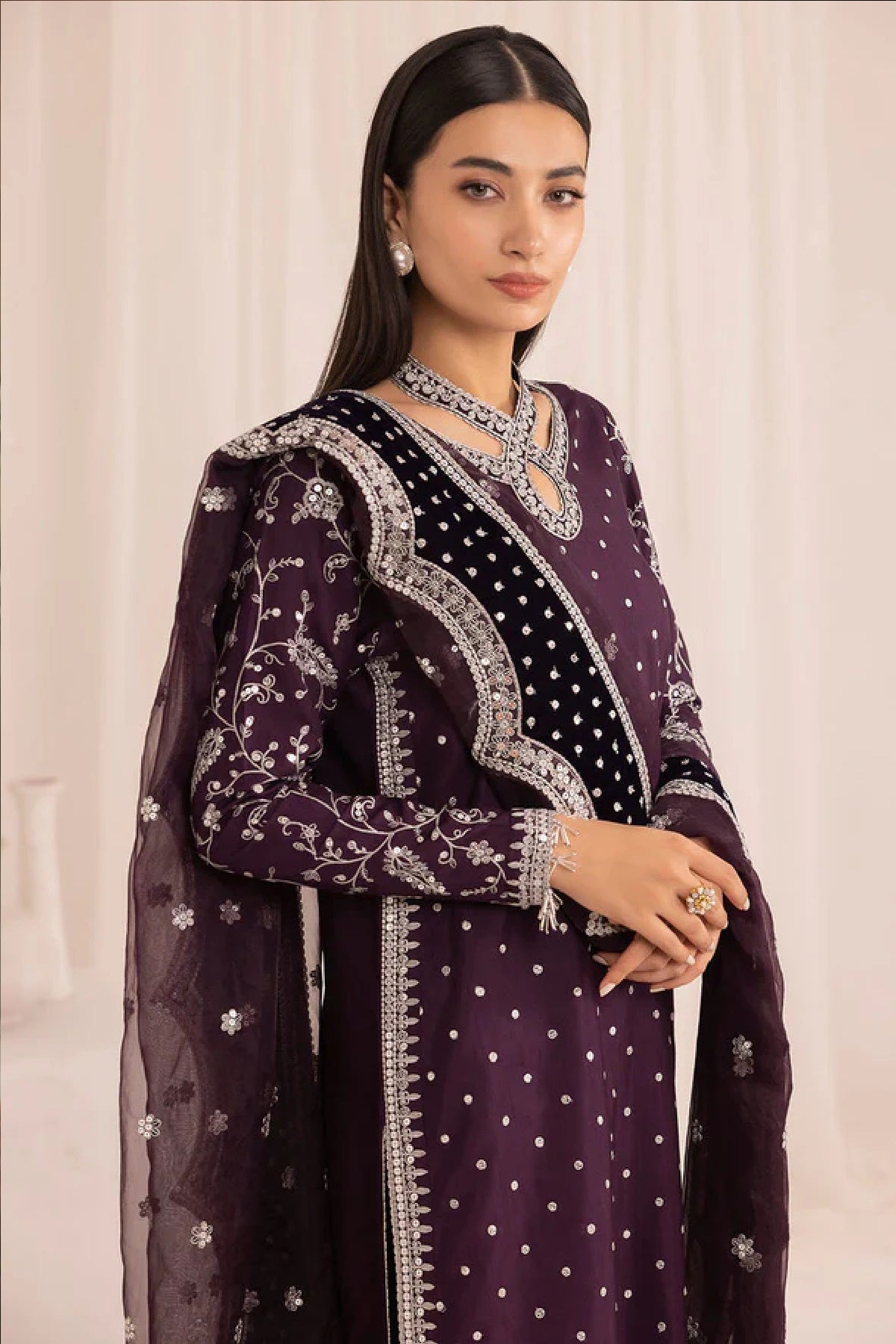 JAZMIN EMBROIDERED RAW SILK FORMALS "Purple"