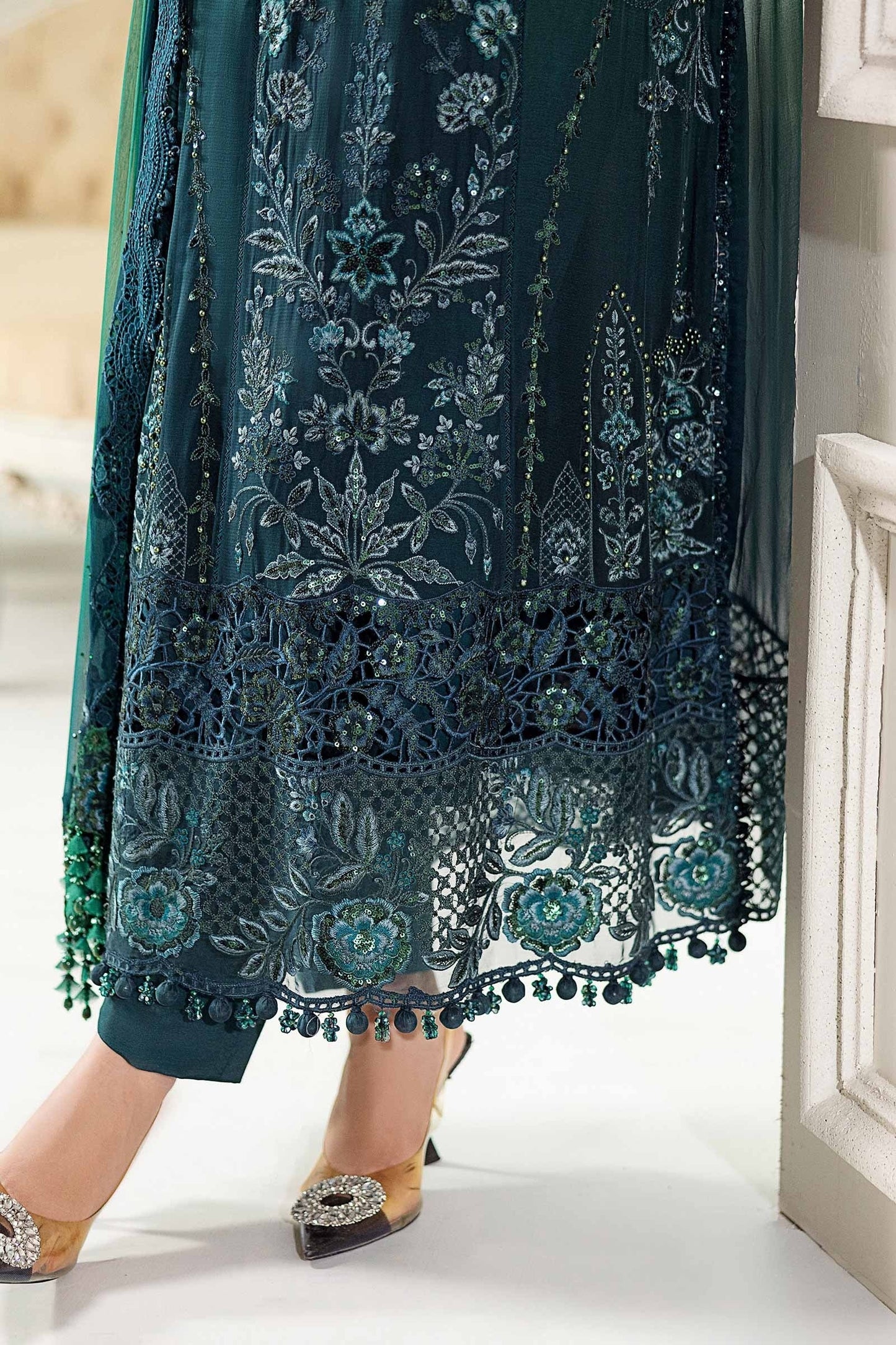 Maria.B Luxury Chiffon Embroidered Emerald Green