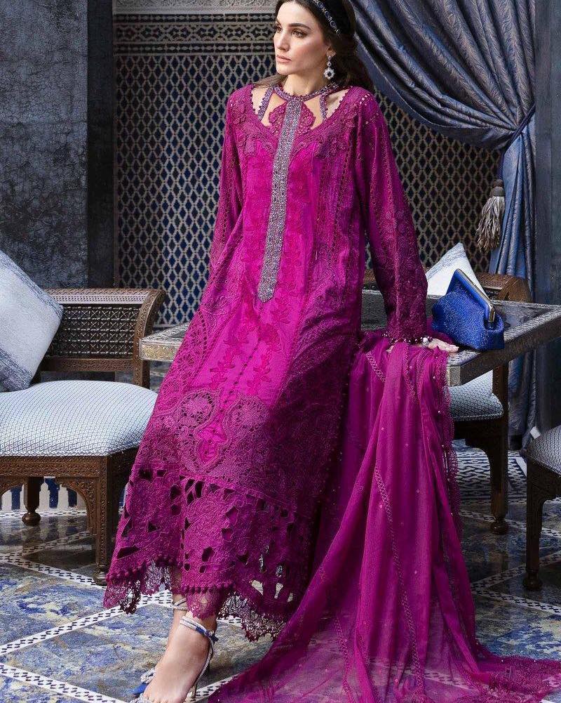 Maria B Luxury Lawn Collection Shocking Pink"