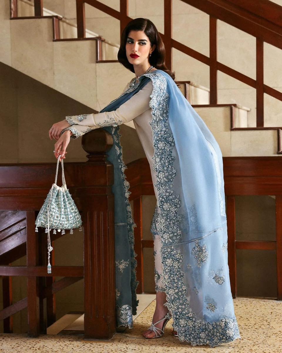 Hussain Rehar Luxury Sheesha Silk Embroidered Virelle