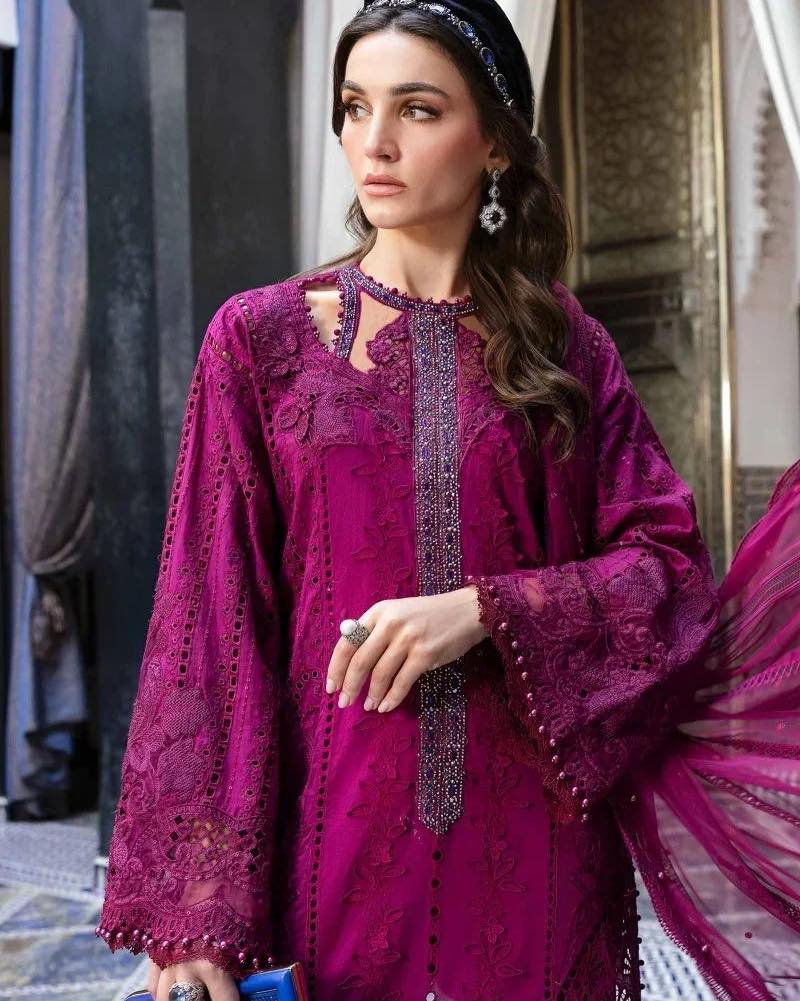 Maria B Luxury Lawn Collection Shocking Pink"