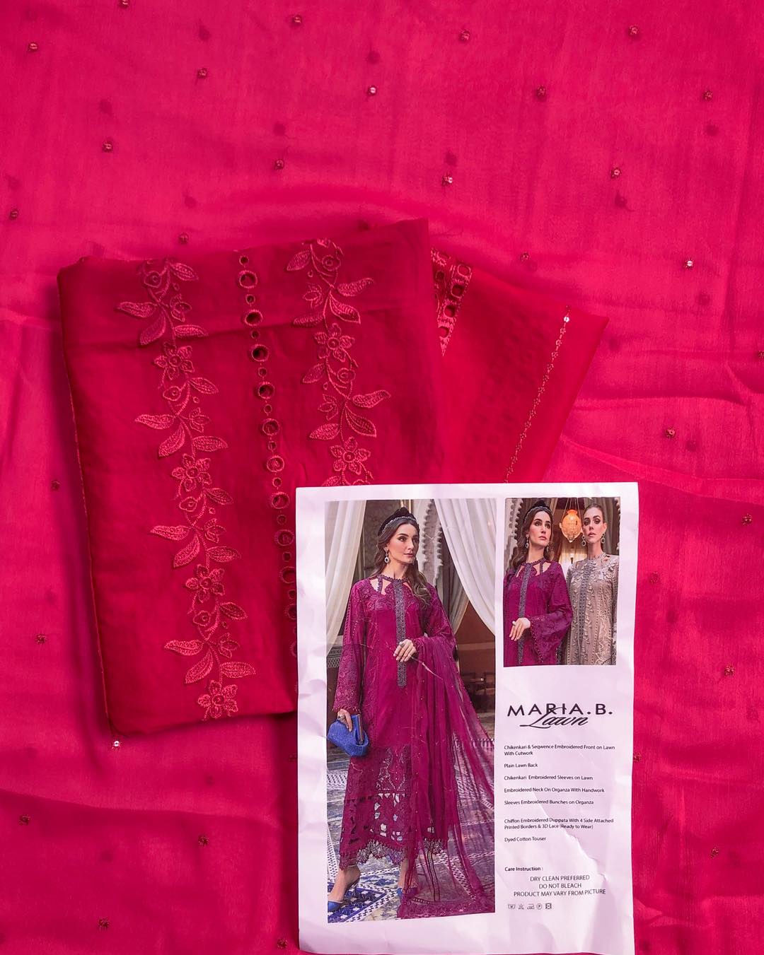 Maria B Luxury Lawn Collection Shocking Pink"