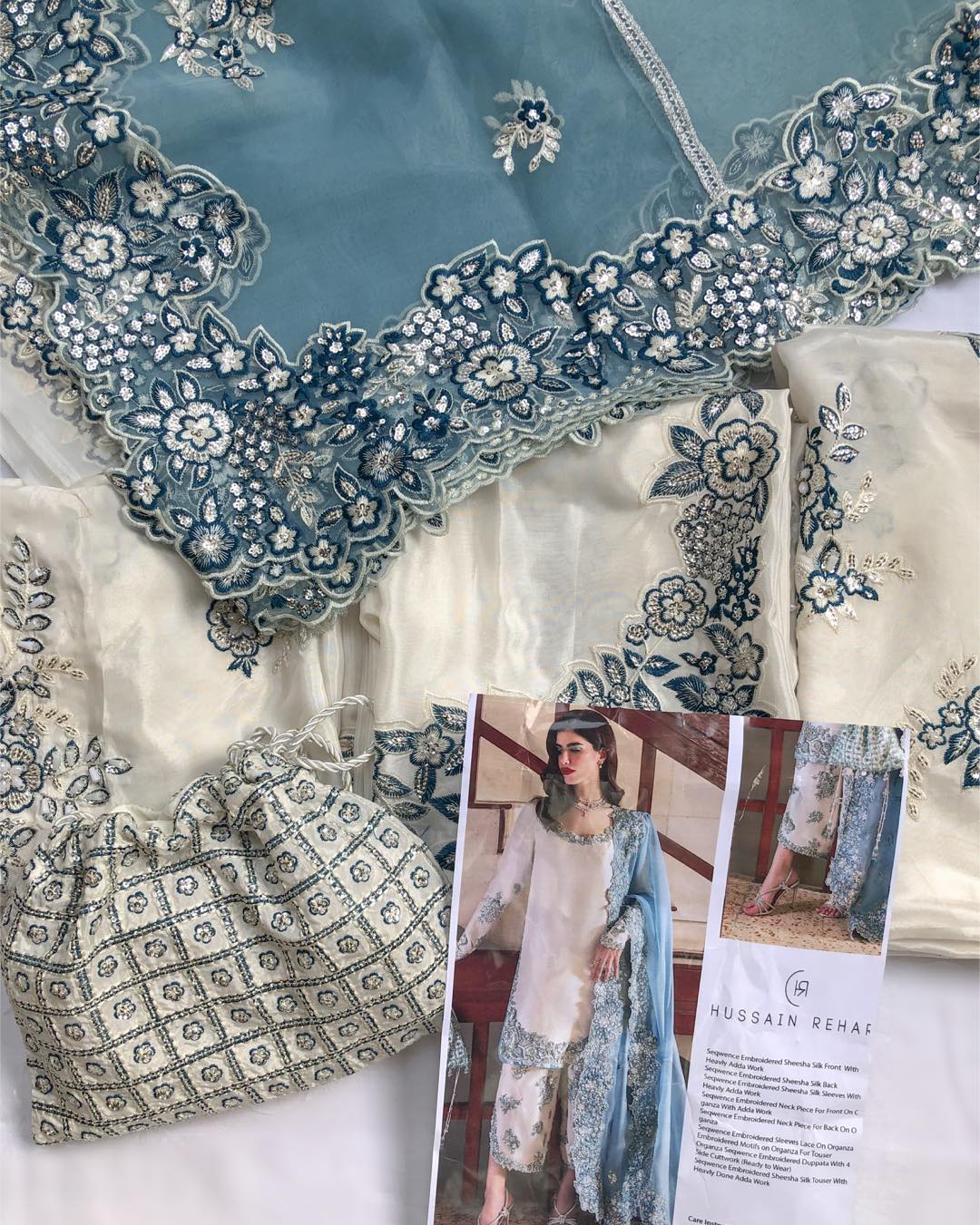 Hussain Rehar Luxury Sheesha Silk Embroidered Virelle