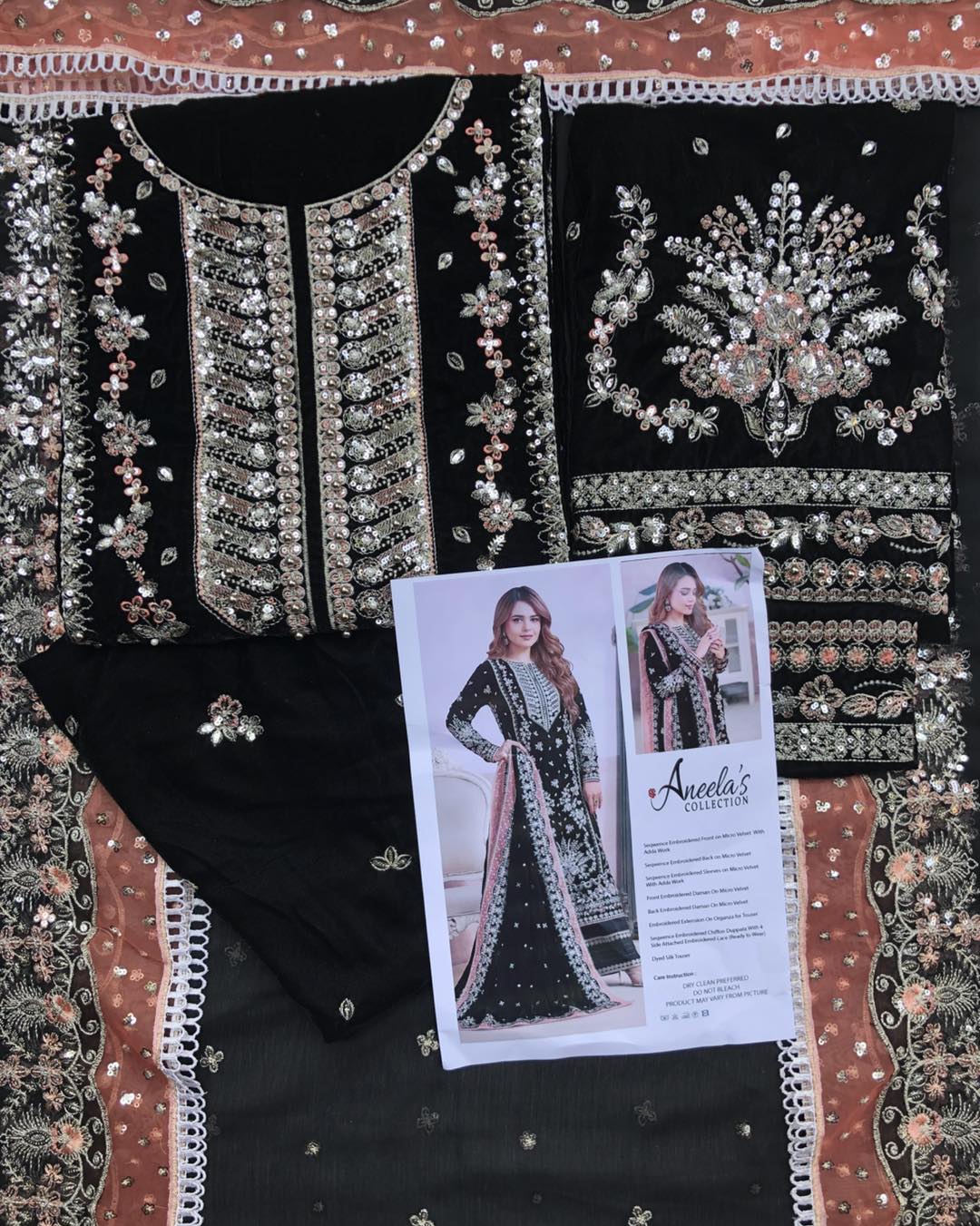 Aneelas Luxury Velvet Collection "Black Silver"