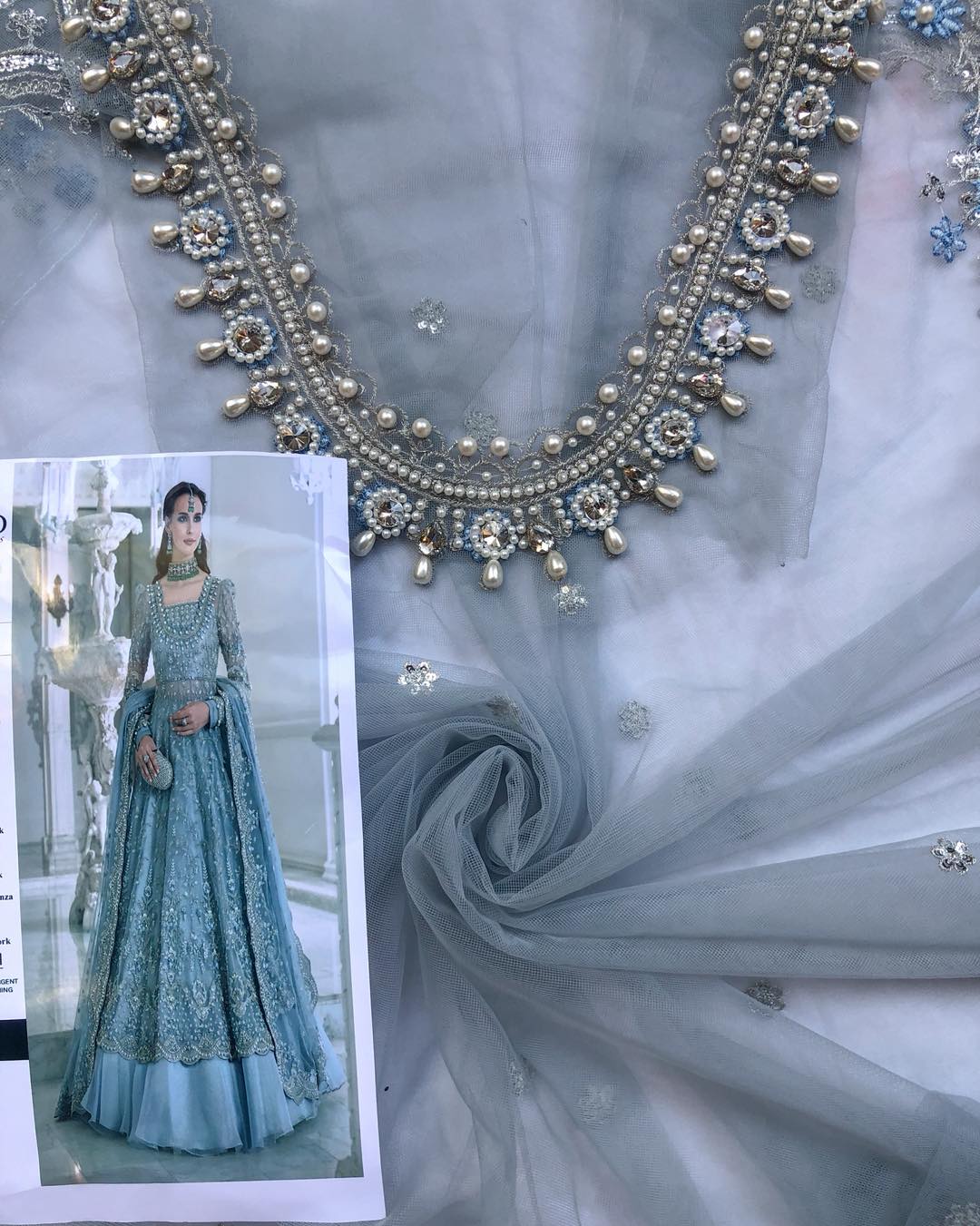 Maria B – Couture Ice Blue Maxi