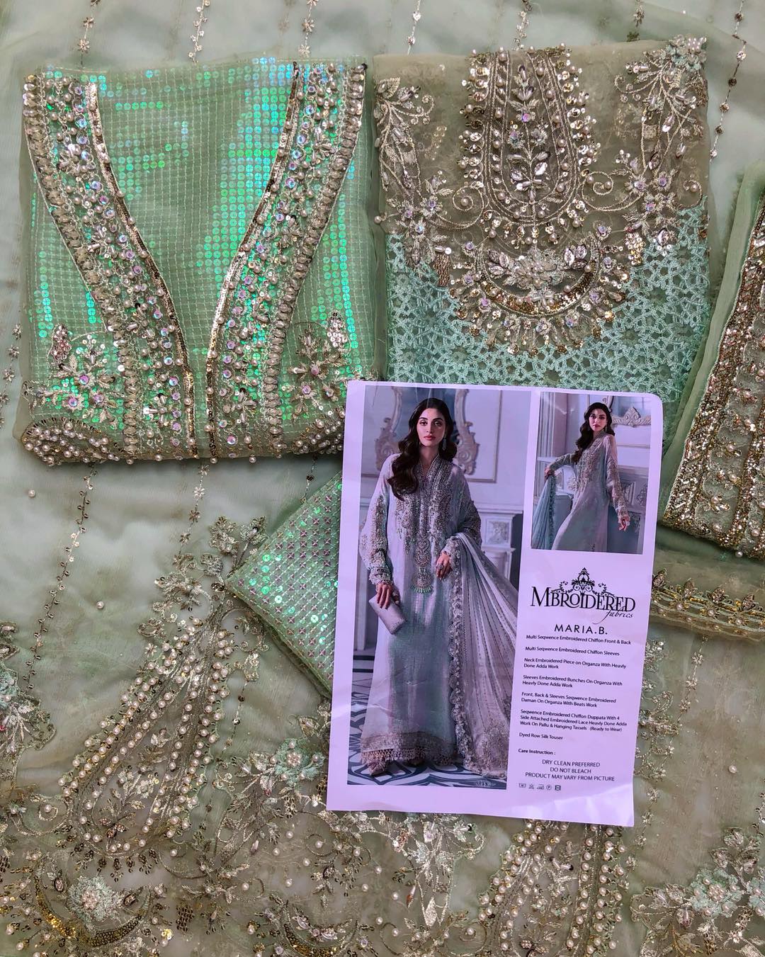 Maria.B Luxury Chiffon Embroidered Mint Green
