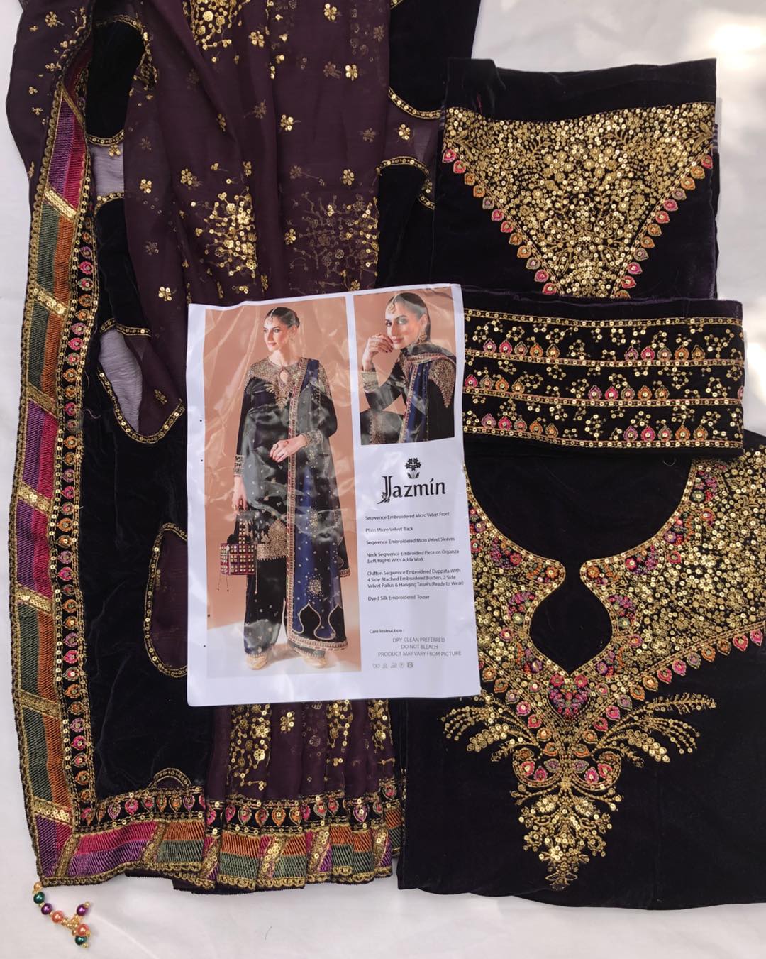 Jazmin Chandni Embroidered Velvet Collection D-08